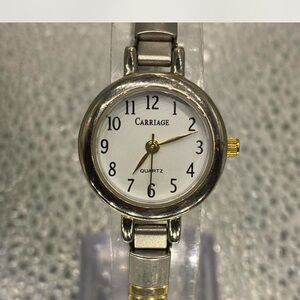 *** Carriage  ^^^ Women's Two-Tone Round Face Quartz Watch - White Dial ***